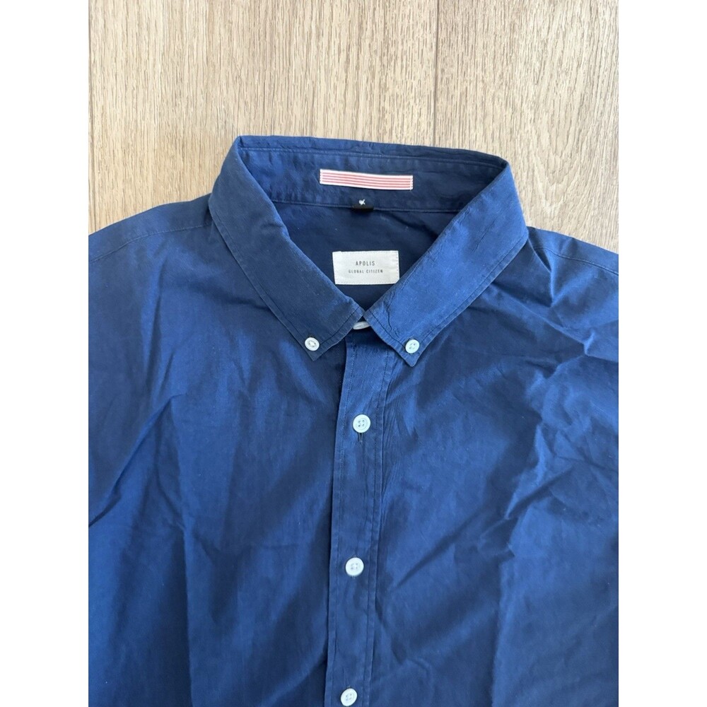 Apolis Global Citizen Men’s Large Button Down Navy Long Sleeve Shirt  Cotton